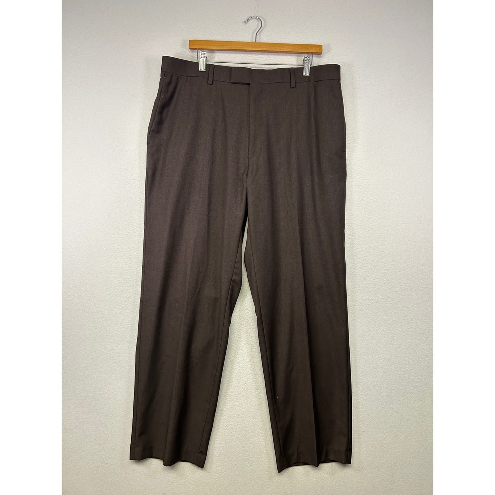 Dark Academia Perry Ellis Portfolio Womens 38x32 Brown Flat Front Dress Pants